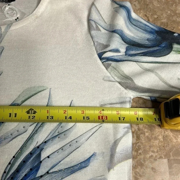 Vtg Moffi jersey knit,beaded,printed,floral sweater,NWT classy cottagecore - Picture 7 of 11